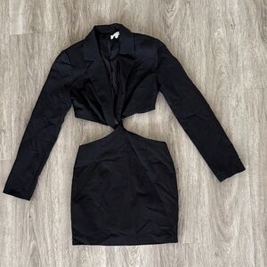 Black Cutout Mini Dress with Blazer Top